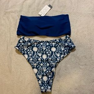 Women Bandeau Strapless High Waisted Bathing Suit